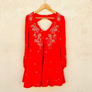 FREE PEOPLE Sweet Tennessee Red Swing Tunic Dress